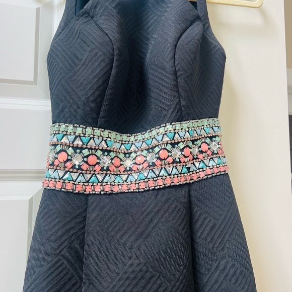 Rachel Allan Black Maxi Dress with Multicolor Waist - Picture 3 of 15